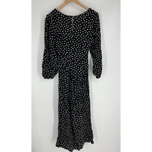 Faithfull The Brand Anthropologie Jumpsuit Size XS Black Helena Polka Dot Bow - Picture 7 of 12